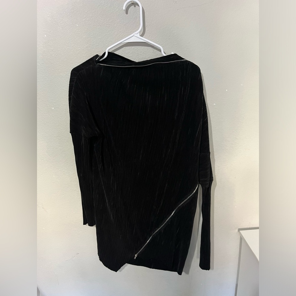 TOV Size 40 Dress Rocker Modern‎ Long Sleeve Zip Detail Black Asymmetric NWT!